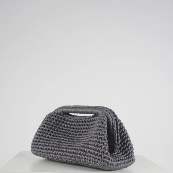 Small Grey Leather Clutch