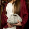 Small White Glittery Clutch