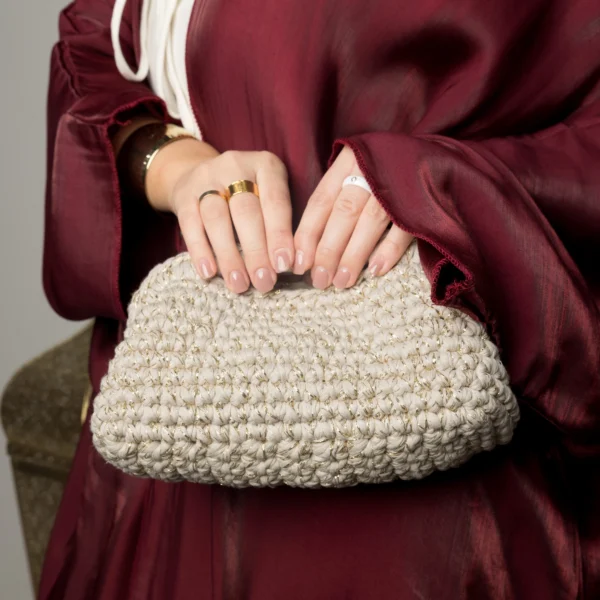 Small Beige Glittery Clutch